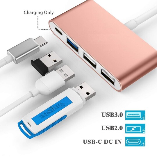 USB-C moniporttisovitin USB3.0, 2x USB2.0, USB-C