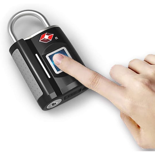 Avaimeton sormenjäljen lukko sormenjälillä - TSA-matkalaukkujen lukko - musta