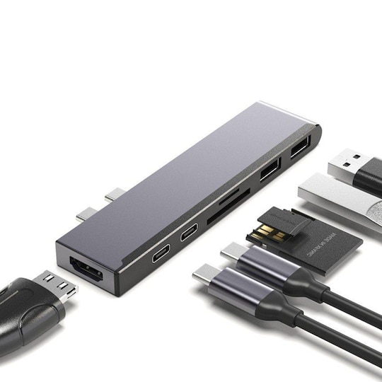 USB-C-telakointiasema 2 USB, 4K HDMI, USB-C PD, SD / TF-kortti