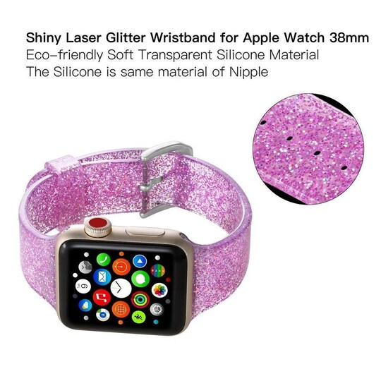Apple Watch -rannekoru 38 mm - Glitter pinkki