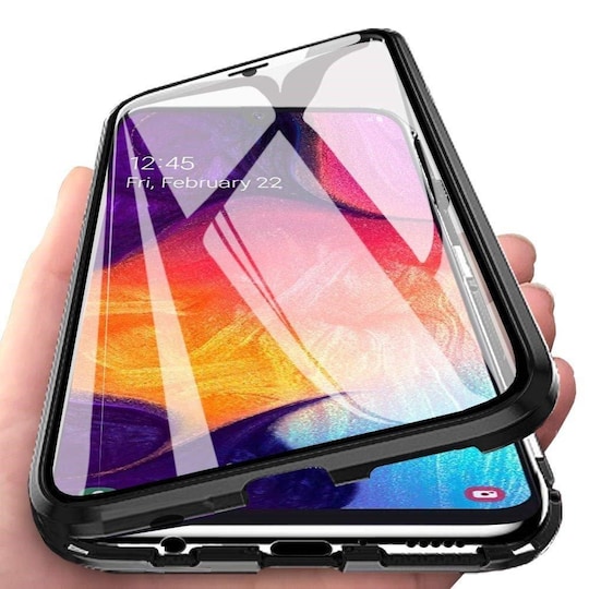 Magneettinen kuori Samsung Galaxy A50 näytönsuojalla - musta