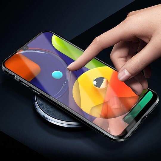 Samsung Galaxy A70 kotelo näytönsuojalla Musta