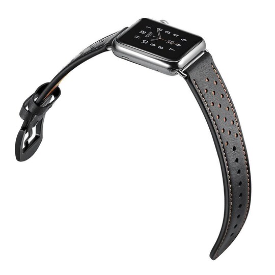 Apple Watch -rannekoru 38 mm aitoa nahkaa - musta / ruskea