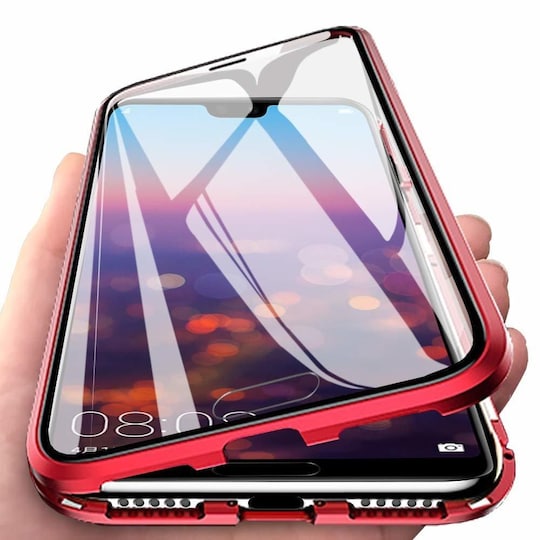 Magneettikotelo Huawei P20 Pro -puhelimelle, jossa näytönsuoja - punainen