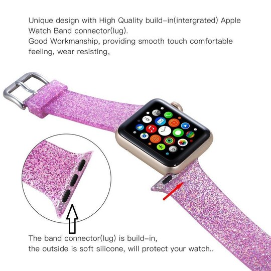 Apple Watch -rannekoru 38 mm - Glitter pinkki