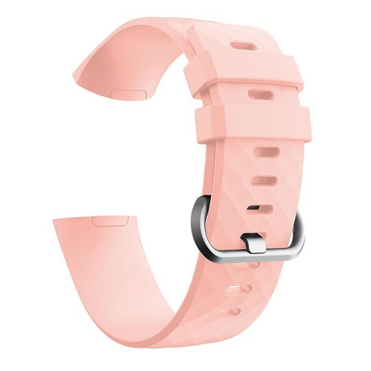Fitbit Charge 3/4 rannekoru silikoni vaaleanpunainen / hopea (L)