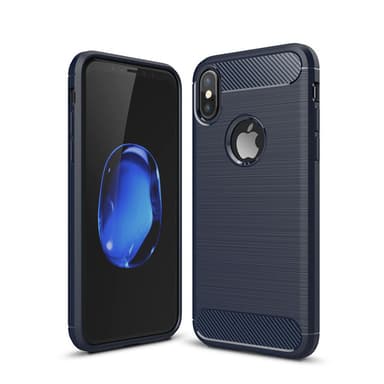 SKALO iPhone XS Max Armor Carbon Iskunkestävä TPU suojakuori - Sininen