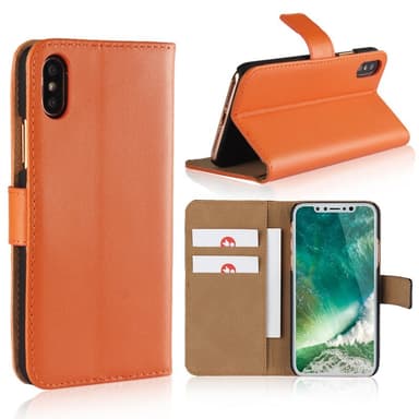 SKALO iPhone XS Max Lompakkokotelo Aitoa nahkaa - Oranssi