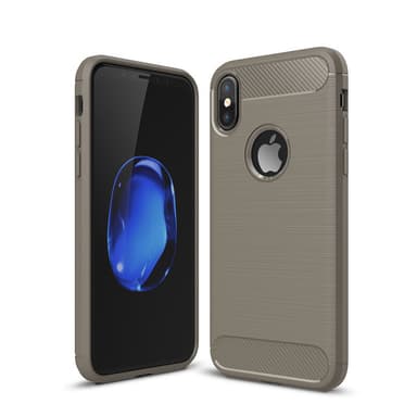 SKALO iPhone XS Max Armor Carbon Iskunkestävä TPU suojakuori - Harmaa