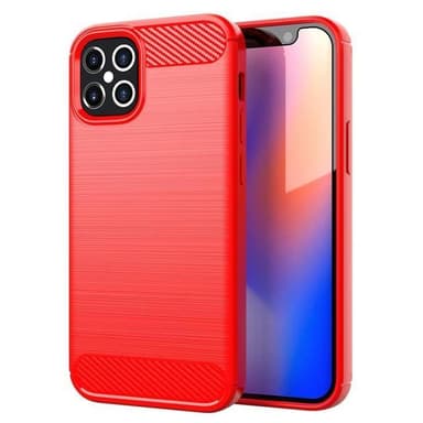 SKALO iPhone 12 Armor Carbon Iskunkestävä TPU suojakuori - Punainen
