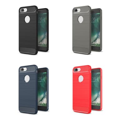 SKALO iPhone 7/8 Plus Armor Carbon Iskunkestävä TPU suojakuori - Punainen