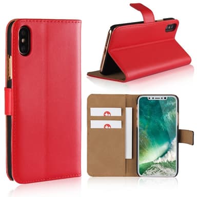 SKALO iPhone XS Max Lompakkokotelo Aitoa nahkaa - Punainen