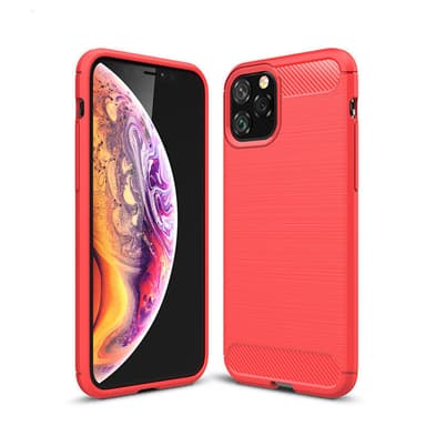 SKALO iPhone 11 Pro Max Armor Carbon Iskunkestävä TPU suojakuori - Punainen