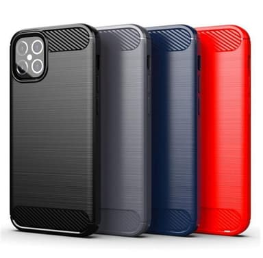 SKALO iPhone 12 Armor Carbon Iskunkestävä TPU suojakuori - Punainen