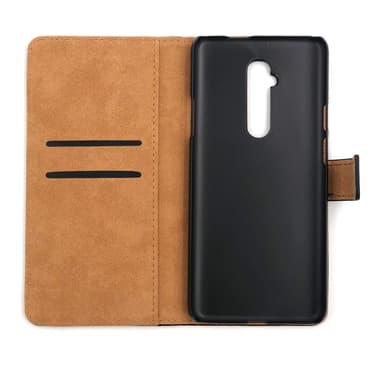 SKALO OnePlus 7T Pro Lompakkokotelo Aitoa nahkaa - Valkoinen