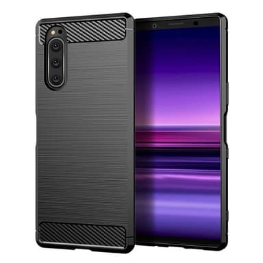 SKALO Sony Xperia 5 Armor Carbon Iskunkestävä TPU suojakuori - Punainen