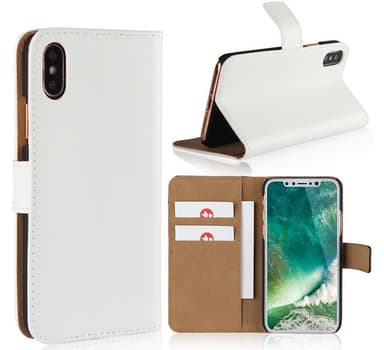 SKALO iPhone X/XS Lompakkokotelo Aitoa nahkaa - Valkoinen