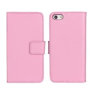 SKALO iPhone 5/5S/SE(1:a gen) Lompakkokotelo Aitoa nahkaa - Vaaleanpunainen