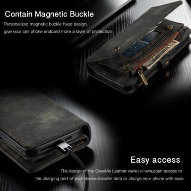 CASEME iPhone 12 Mini 2-in-1 Lompakko Puhelimen Kuori Musta