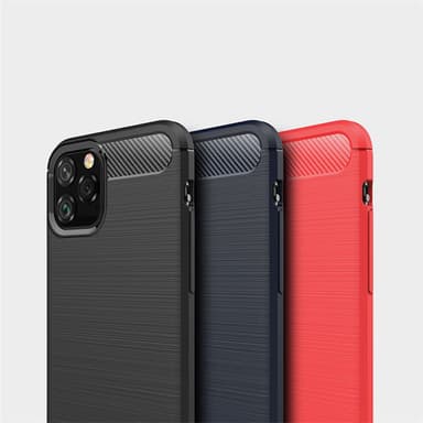SKALO iPhone 11 Pro Max Armor Carbon Iskunkestävä TPU suojakuori - Punainen