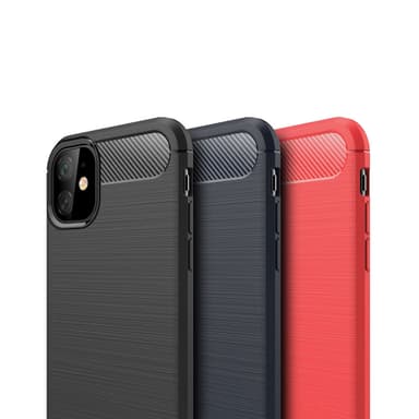 SKALO iPhone 11 Armor Carbon Iskunkestävä TPU suojakuori - Punainen