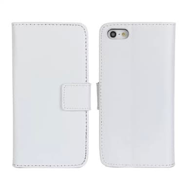 SKALO iPhone 5/5S/SE(1:a gen) Lompakkokotelo Aitoa nahkaa - Valkoinen