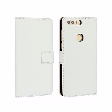 SKALO Huawei Honor 8 Lompakkokotelo Aitoa nahkaa - Valkoinen