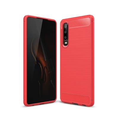 SKALO Huawei P30 Armor Carbon Iskunkestävä TPU suojakuori - Punainen