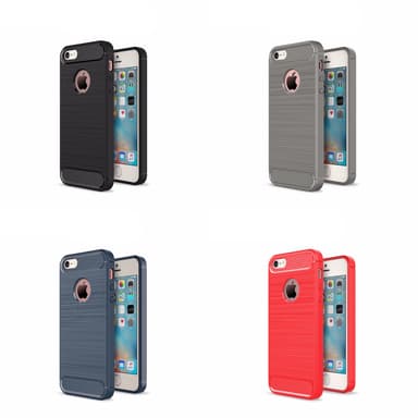 SKALO iPhone 5/5S/SE(1:a gen) Armor Carbon Iskunkestävä TPU suojakuori - Harmaa