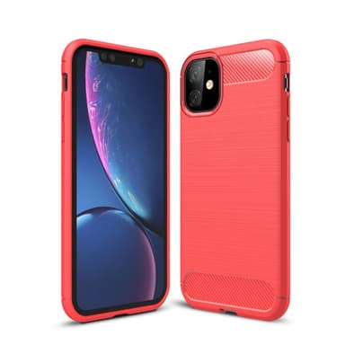 SKALO iPhone 11 Armor Carbon Iskunkestävä TPU suojakuori - Punainen