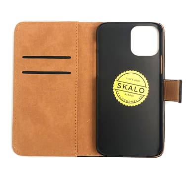 SKALO iPhone 12 Pro Max Lompakkokotelo Aitoa nahkaa - Musta