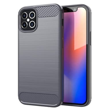 SKALO iPhone 12 Pro Max Armor Carbon Iskunkestävä TPU suojakuori - Harmaa