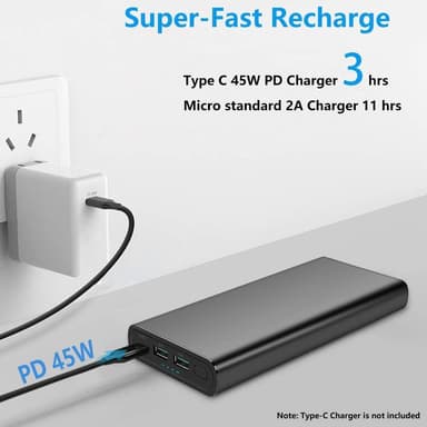Tehokas powerbank 26800mAh 100W - musta