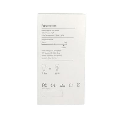 INF Wifi Smart LED-lamppu RGB Monivärinen himmennettävä 7,5W E27 Valkoinen
