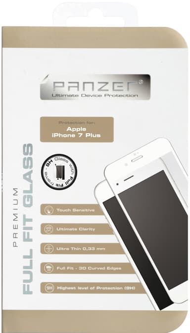 Panzer Full-Fit iPhone 6/6s/7/8 Plus näytönsuoja (valkoinen)