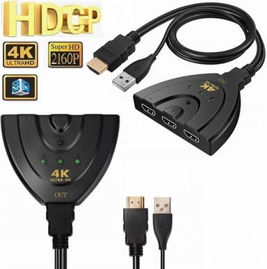 NÖRDIC 4K HDMI Pigtail-kytkin 3–1, UHD, HDCP, 3D, Dolby, DTS
