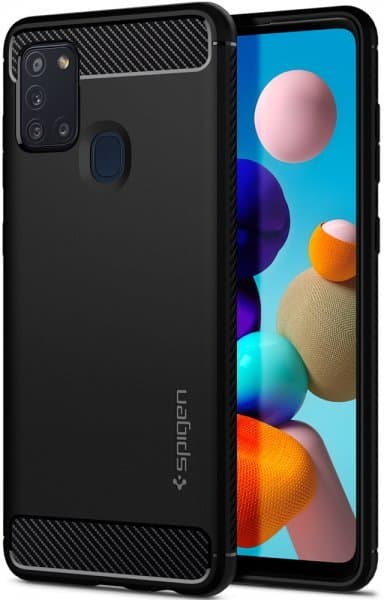 Spigen Samsung Galaxy A21s Kuori Rugged Armor Matte Black
