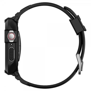 Spigen Apple Watch 44/45mm Kuori kanssa Ranneke Rugged Armor Pro Musta
