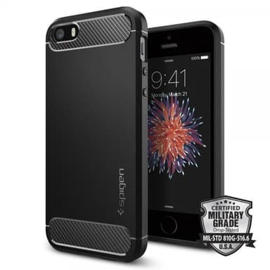 Spigen Rugged Armor Kuori iPhone 5 / 5S / SE 2016 Musta