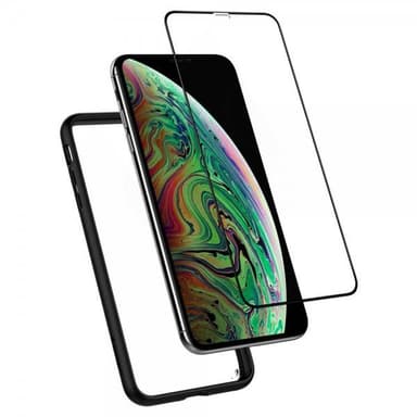 Spigen iPhone Xs Max Suojakuori Ultra Hybrid 360 Näytönsuoja Härdat Lasi Musta