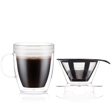 Kahvinsuodatin ja kaksoisseinäinen muki Bodum POUR OVER