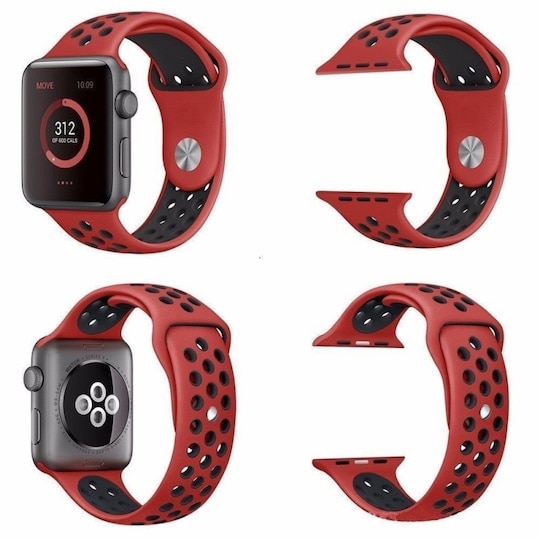 Apple Watch 38mm Sport rannekoru punainen-musta
