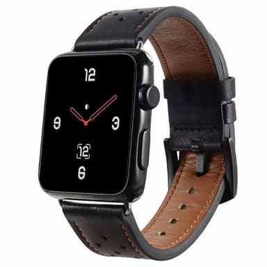 Apple Watch 4 (44mm) nahkarannekoru luumu - musta