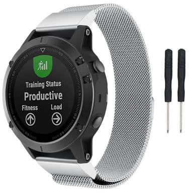 Milanese RSF-teräsrannekoru Garmin Fenix 3 / 5X / 5X Plus - hopea
