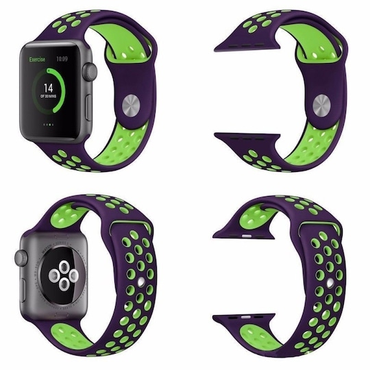 Apple Watch 38mm Sport rannekoru violetti-vihreä