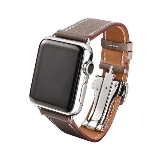 Apple Watch 42 mm nahkarannekoru perhonen lukolla  - kahvi