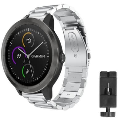 Rannekoru ruostumatonta terästä Garmin VivoActive 3 - hopea