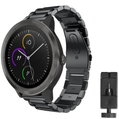 Rannekoru ruostumatonta terästä Garmin VivoActive 3 - musta