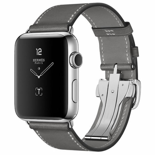 Apple Watch 42 mm nahkarannekoru perhonen lukolla  - musta