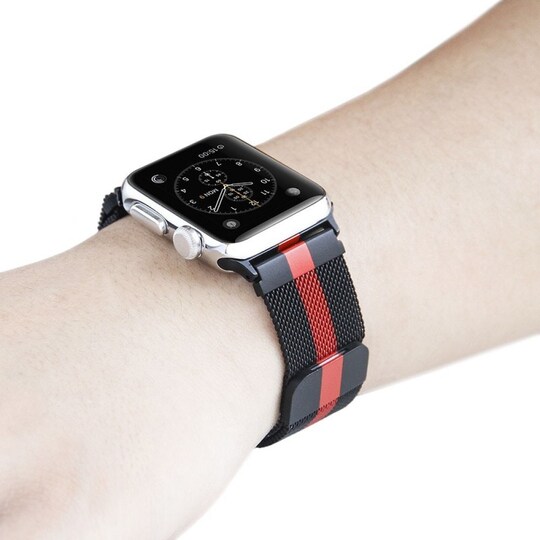 Apple Watch 4 (44) rannekoru Milanese - musta / punainen